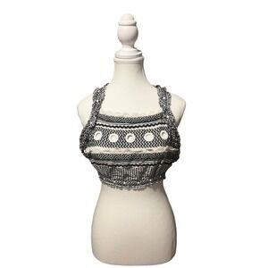 Chelsea & Violet Halter Crop Top with Cutout Circle Detail – Size Small